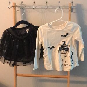 Celebrate Halloween size 3T set a skirt with bat heart pattern matching plus tee